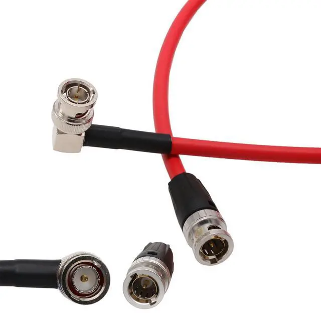 Alt view image 5 of 5 - HangTon 12G SDI Raw 4K 60p Video Cable Right Angle to Straight BNC 75 ohm Coaxial Shielded for Sony Alexa DSMC2 Camera Blackmagic SmallHD Atomos Monitor (1m, Red)
