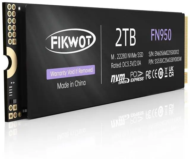 Main image of Fikwot FN950 2TB NVMe SSD PCIe Gen4x4 M.2 2280,Read Up to 4800MB/s, Configure SLC Cache, Internal Solid State Drive for PS5 Laptop Desktop