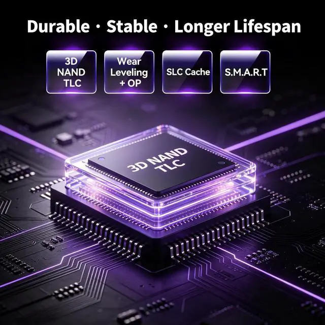 Alt view image 2 of 5 - Fikwot FN950 2TB NVMe SSD PCIe Gen4x4 M.2 2280,Read Up to 4800MB/s, Configure SLC Cache, Internal Solid State Drive for PS5 Laptop Desktop