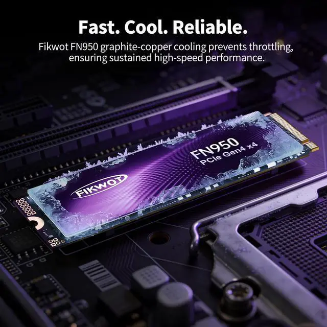 Alt view image 5 of 5 - Fikwot FN950 2TB NVMe SSD PCIe Gen4x4 M.2 2280,Read Up to 4800MB/s, Configure SLC Cache, Internal Solid State Drive for PS5 Laptop Desktop