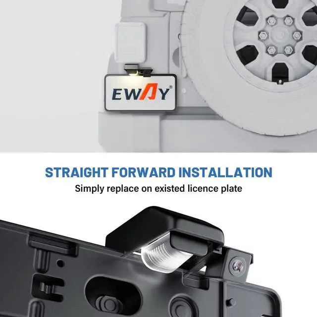 Alt view image 4 of 5 - EWAY Safety License Plate Backup Reverse Camera for Jeep Wrangler JK JKU 2007-2018 Rear View Cameras Waterproof Easy Mount W/Parking Line Removable
