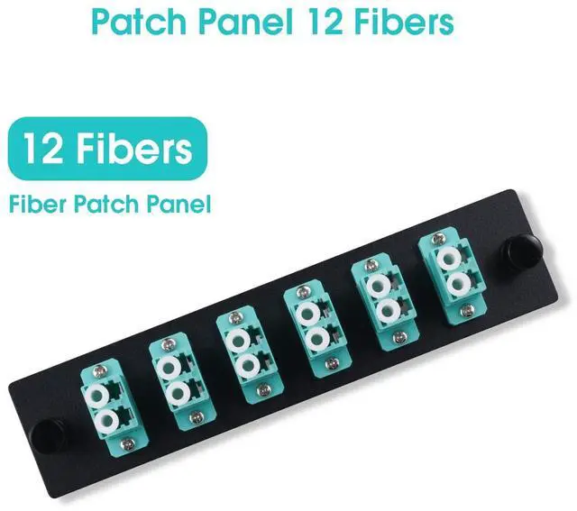 Alt view image 3 of 5 - Duogalia 6 Duplex LC/OM3 Fiber Patch Panel with Duplex Multimode Aqua Blue LC Adapters, 12 Fiber Ports (4-Pack)