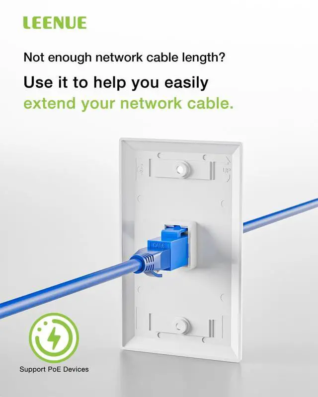 Alt view image 2 of 5 - LEENUE 25 Pack CAT6 Keystone Coupler, UL Listed Ethernet Keystone Jack Female to Female, Gold-Plated RJ45 Cat6 Keystone Coupler UTP for Cat6/Cat5e/Cat5 Network Cable, 10Gbps, Blue