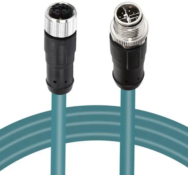 Main image of Solnique M12 X-Code 8 Pin Industrial Ethernet Cable, IP67 Waterproof Shielded Sensor Cable, Male to Female High-Flex Aviation Connector for Cognex Camera, PLC, Automation System