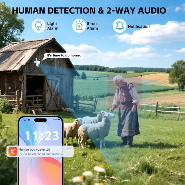 Alt view image 3 of 5 - Kweiugfi 4G LTE Cellular Security Camera Outdoor,365 Days Free Unlimited Data,No WiFi Security Camera Solar Powered,360Viewing,2K Color Night Vision,Tuya Smart Camera,PIR Motion Sensor,64GB Storage