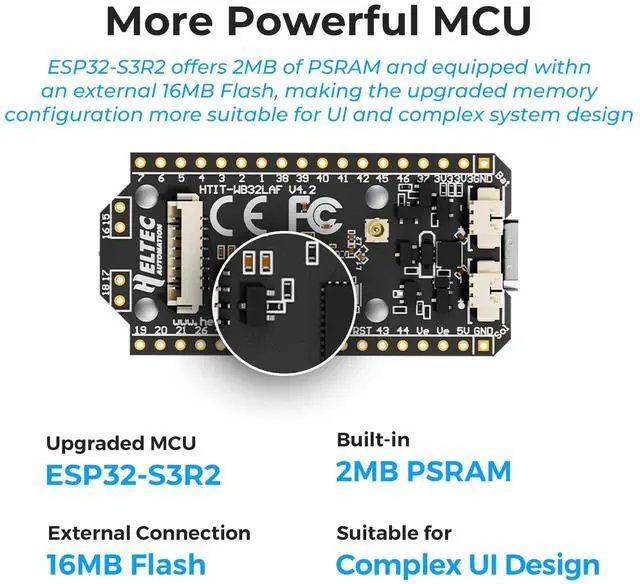 Alt view image 2 of 5 - YELUFT 2 Set ESP32 LoRa V4 Development Board + L76K GNSS Module Upgraded ESP32-S3 16MB Flash 28dBm High Power SX1262 LoRa Module WiFi Bluetooth 915MHz Antenna Support GPS Solar for LoRaWAN Meshtastic