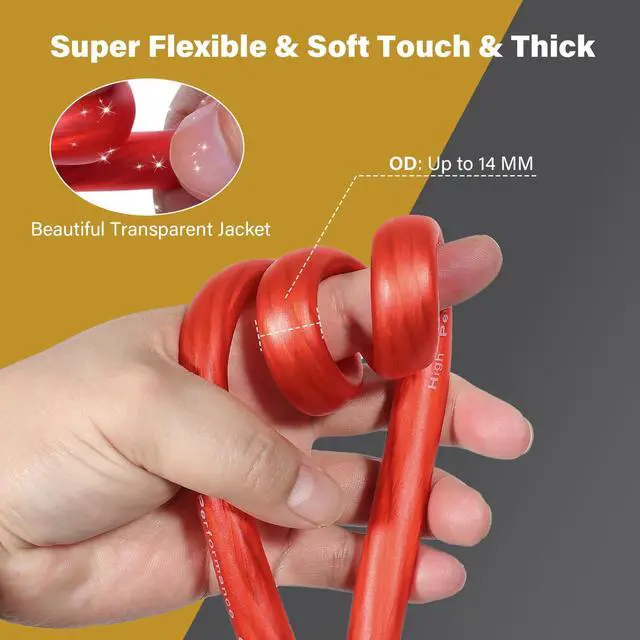 Alt view image 2 of 5 - 0 Gauge AWG Power Ground Wire Cable 10 Ft Each-Red/Black Translucent, Automotive Battery Welding Electrical Wire CCA Bulk for DIY Car Audio Speaker Amp Solar Marine Generator RV Trailer Inverter