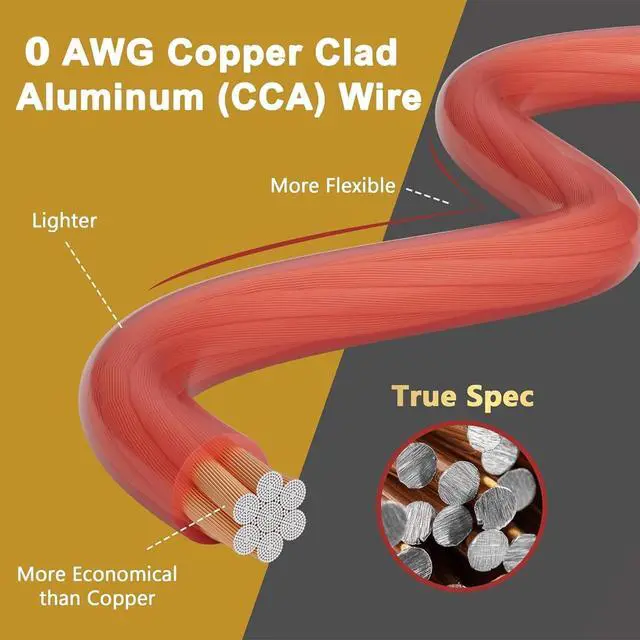 Alt view image 5 of 5 - 0 Gauge AWG Power Ground Wire Cable 10 Ft Each-Red/Black Translucent, Automotive Battery Welding Electrical Wire CCA Bulk for DIY Car Audio Speaker Amp Solar Marine Generator RV Trailer Inverter