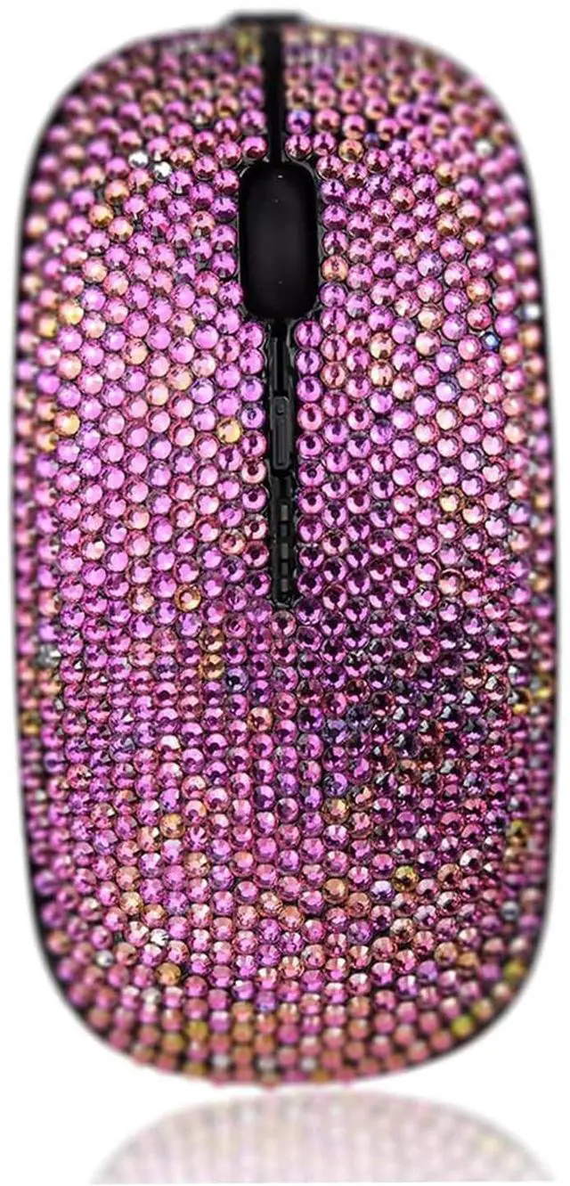 Main image of blingbybri Bling Wireless Mouse for Girls, Pink Rhinestone Coverd Computer Mouse with USB Receiver, Sparkly Cute Flat Mice for Laptop, PC, Notebook, MacBook Gifts - Gradient Rose Red