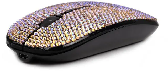 Alt view image 3 of 5 - blingbybri Bling Wireless Mouse for Girls, Pink Rhinestone Coverd Computer Mouse with USB Receiver, Sparkly Cute Flat Mice for Laptop, PC, Notebook, MacBook Gifts - Gradient Rose Red