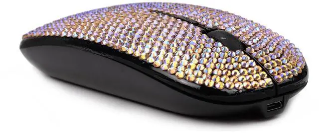 Alt view image 4 of 5 - blingbybri Bling Wireless Mouse for Girls, Pink Rhinestone Coverd Computer Mouse with USB Receiver, Sparkly Cute Flat Mice for Laptop, PC, Notebook, MacBook Gifts - Gradient Rose Red