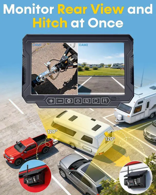 Alt view image 4 of 5 - HD 1080P Magnetic Wireless Backup Camera - No Drilling & No Wiring,1-Min Easy Install for RVs Trailers - 2 Cameras Eliminate 98% Blind Spots with IR Night Vision