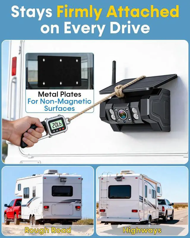 Alt view image 3 of 5 - HD 1080P Magnetic Wireless Backup Camera - No Drilling & No Wiring,1-Min Easy Install for RVs Trailers - 2 Cameras Eliminate 98% Blind Spots with IR Night Vision
