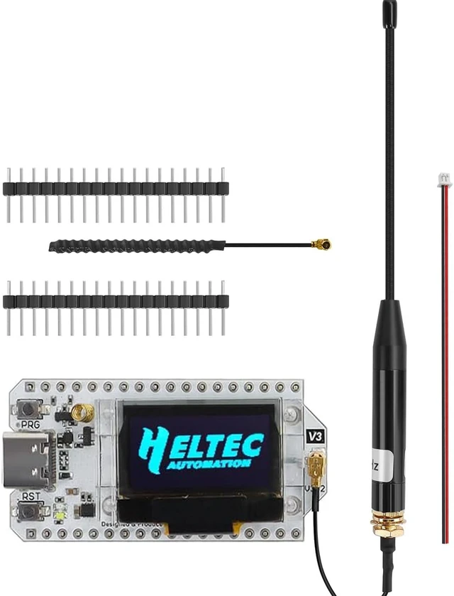 Main image of ESP32 LoRa V3 Development Board with 915MHz Antenna - SX1262 LoRa V3 Device and 10dBi Gain 17cm SMA Male Long Range Soft Whip Antenna Set for Meshtastic Arduino LoRawan IOT (Antenna840-930MHz)