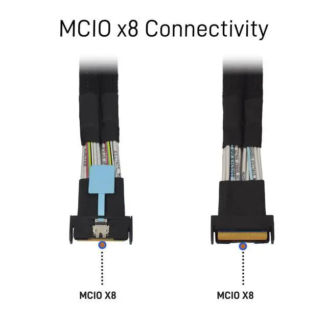 Alt view image 5 of 5 - LetLinkSo PCIe 5.0 MCIO x8 to 2 x SFF-8639 Cable for U.2 NVMe SSD with 15Pin Power, 0.5feet (15 cm)