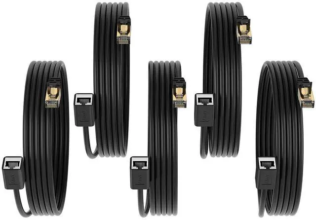 Main image of J&D Cat6 Ethernet Cable 3 feet (5-Pack), Gold Plated RJ45, 10Gbps for Gaming/Streaming/Networking, Outdoor and Indoor