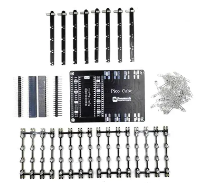 Alt view image 4 of 4 - sb Pico Cube 4x4x4 64 LED Cube Kit for Raspberry Pi Pico (Unassembled, Blue)