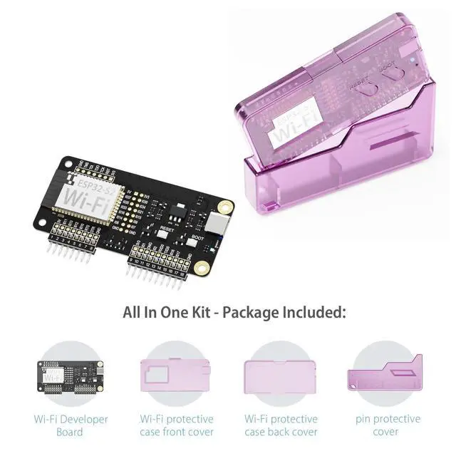 Alt view image 2 of 5 - Wi-Fi Developer Board for Flipper Zero with Protective Case - Retro Clear Purple