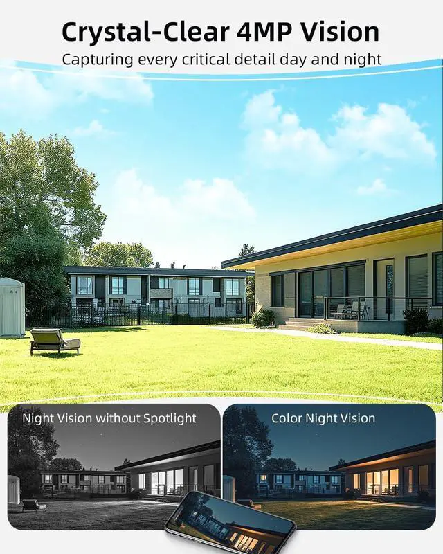 Alt view image 4 of 5 - mocepo Solar Camera Outdoor Wireless 5G&2.4G, 4MP 360 PTZ Wireless Cameras for Home Security, Outdoor Camera w/Color Night Vision, Two-Way Audio, Wi-Fi 6, SD/Cloud Storage