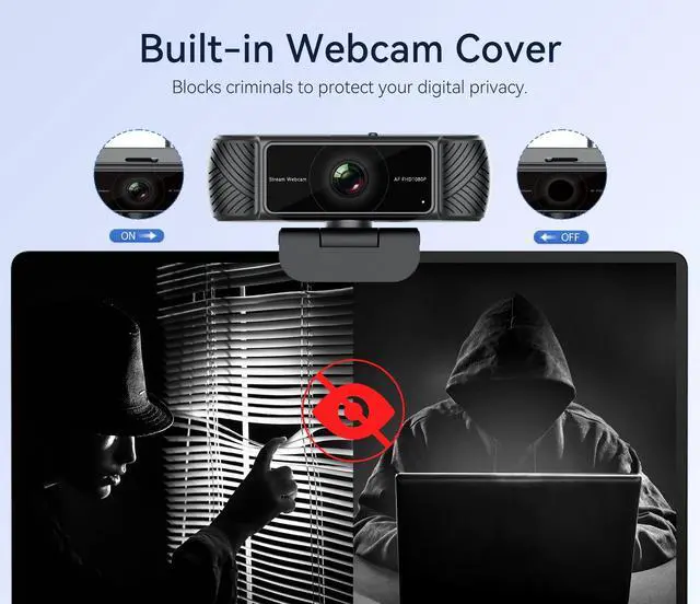 Alt view image 3 of 5 - Amdony Streaming Webcam for PC, 1080P Computer Web Camera with Microphone