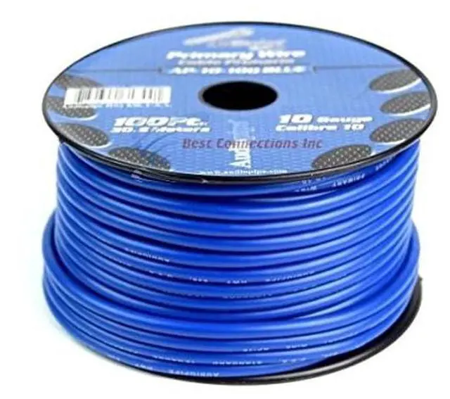 Main image of Audiopipe 10 Gauge Primary Wire (AP-10-100 BLU), 100 Ft Blue Automotive Wire, Durable PVC Jacket, Resistant to Water, Oil, Chemicals and Abrasion