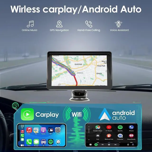 Alt view image 2 of 5 - BY-J 7'' Wireless Carplay Screen for Car with 1080P Backup Camera, Portable Car Audio Receivers with Carplay & Android Auto, GPS Navigation, Airplay, Mirror Link