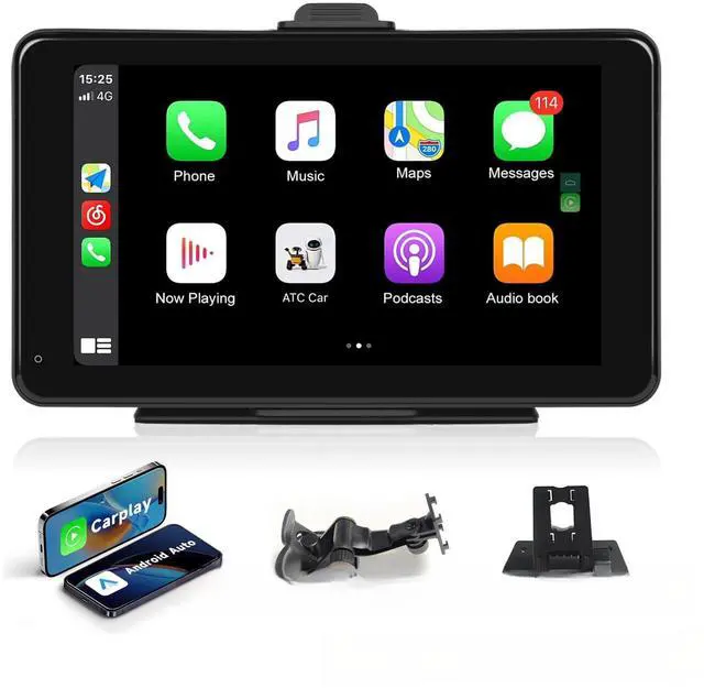 Main image of BY-J 7'' Wireless Carplay Screen for Car with 1080P Backup Camera, Portable Car Audio Receivers with Carplay & Android Auto, GPS Navigation, Airplay, Mirror Link