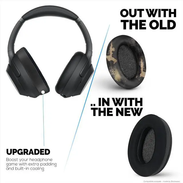 Alt view image 5 of 5 - Hybrid Gel Earpads for Sony WH-1000XM3 Headphones, Cool Gel, Super Soft Fabric, PU Leather & Thicker Memory Foam for Additional Comfort, by Brainwavz