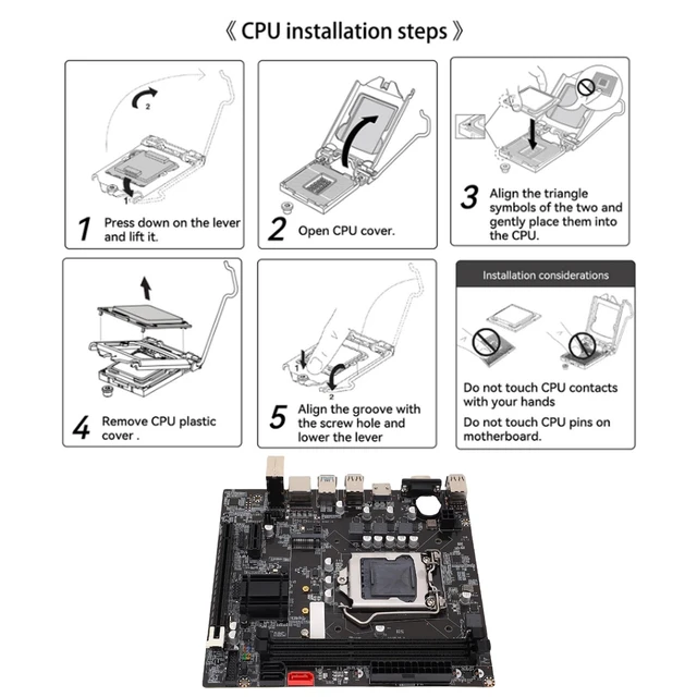Alt view image 2 of 5 - B75 LGA 1155 Motherboard for in tel Core i3 5 i7 and E3 V2, Dual Channel DDR3 16GB, M.2 NVMe NGFF, PCIe x16, ATA3.0, VGA HDMI, Gaming PC Build