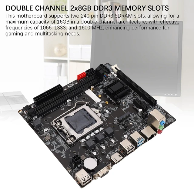 Alt view image 5 of 5 - B75 LGA 1155 Motherboard for in tel Core i3 5 i7 and E3 V2, Dual Channel DDR3 16GB, M.2 NVMe NGFF, PCIe x16, ATA3.0, VGA HDMI, Gaming PC Build