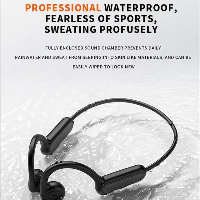 Alt view image 2 of 5 - DHBY True Bone Conduction Open Ear Headset Waterproof Stereo Bluetooth Earphone Pairless Wear Ideal Choice for Driving Bicycling Running Skiing-B8 Black