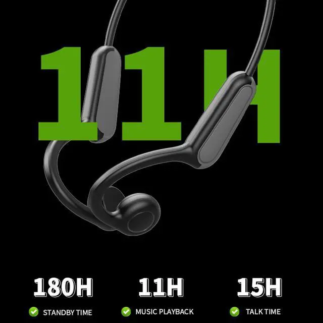 Alt view image 4 of 5 - DHBY True Bone Conduction Open Ear Headset Waterproof Stereo Bluetooth Earphone Pairless Wear Ideal Choice for Driving Bicycling Running Skiing-B8 Black