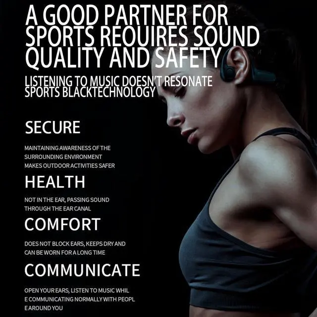 Alt view image 5 of 5 - DHBY True Bone Conduction Open Ear Headset Waterproof Stereo Bluetooth Earphone Pairless Wear Ideal Choice for Driving Bicycling Running Skiing-B8 Black