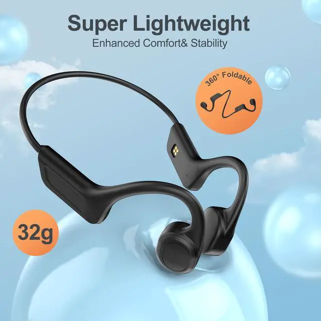 Alt view image 3 of 5 - SilisoundTek Bone Conduction Headphones,Waterproof IP68,Wireless Bluetooth 5.3 Earphones with Microphone, Built-in 32GB MP3 Open Ear Bluetooth Headphones for Running (Black)