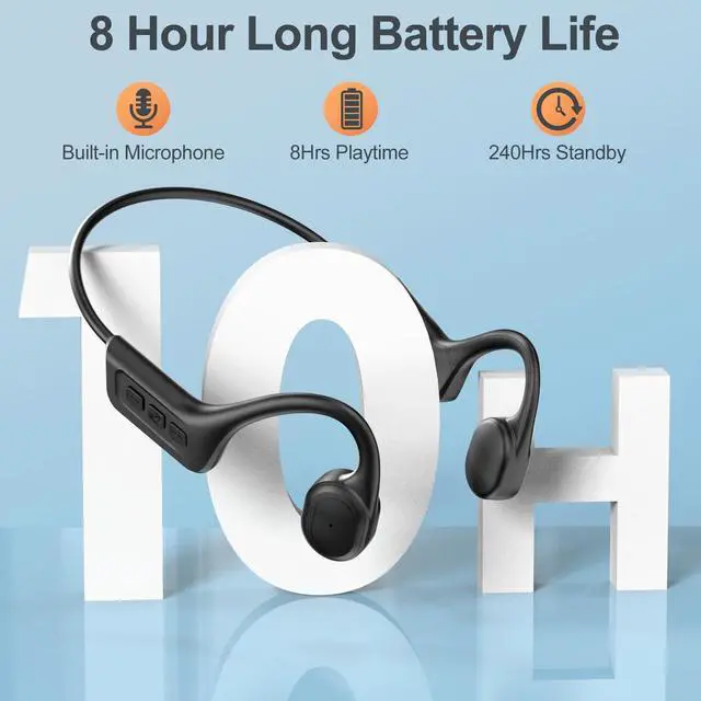 Alt view image 4 of 5 - SilisoundTek Bone Conduction Headphones,Waterproof IP68,Wireless Bluetooth 5.3 Earphones with Microphone, Built-in 32GB MP3 Open Ear Bluetooth Headphones for Running (Black)