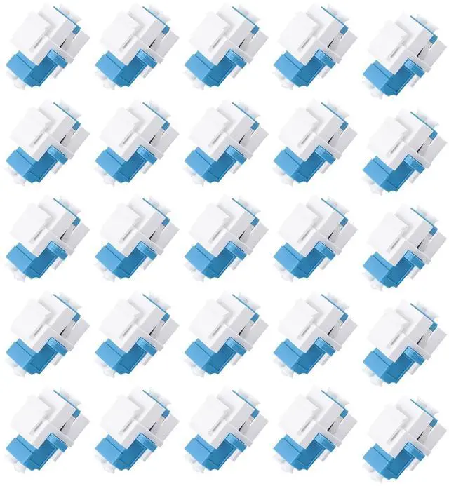 Main image of fyboptwu - 25 pcs Fiber Optic Keystone Jack Coupler LC Duplex Singlemode Coupler (White) (SM) Fiber Optic Cable Adapter LC-LC Duplex Single Mode Connector for Fiber Wall Plate