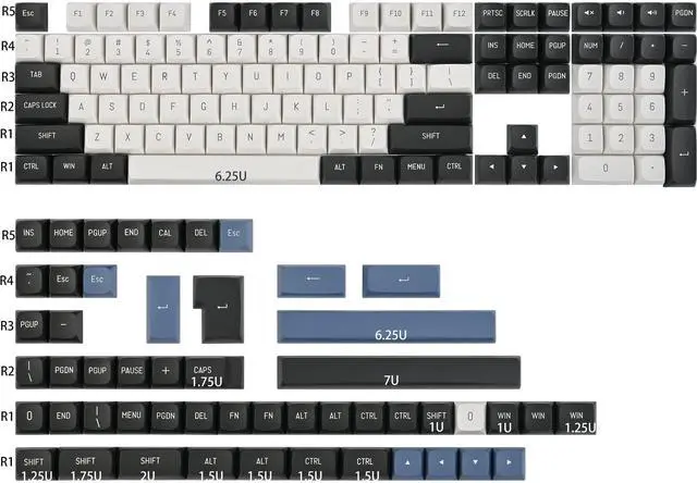 Alt view image 2 of 5 - Fogruaden 160 Keycap Set, Double Shot Keycaps, CSA Profile Custom Keycaps for Mechanical Keyboard Keycap(Arctic)