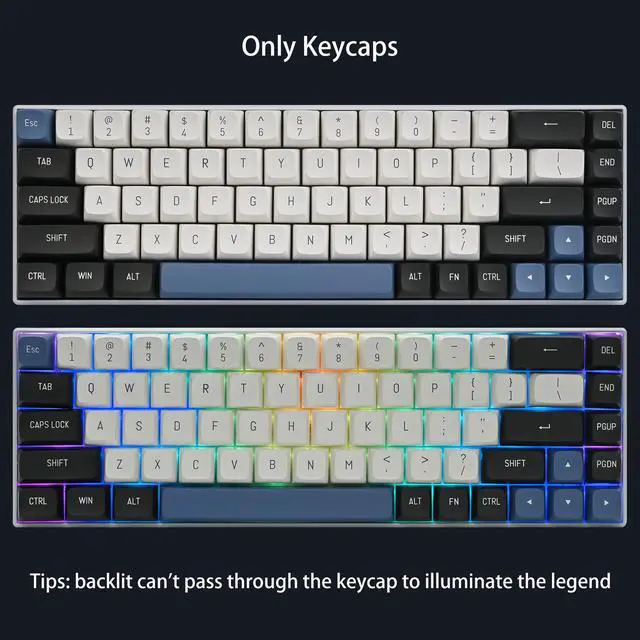 Alt view image 3 of 5 - Fogruaden 160 Keycap Set, Double Shot Keycaps, CSA Profile Custom Keycaps for Mechanical Keyboard Keycap(Arctic)