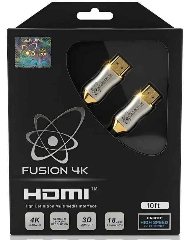 Main image of Fusion4k 4K HDMI Cable 10 Feet - High Speed 18Gbps ^^ 4K@60Hz 2K@144Hz 1080p@240Hz ^^ HDR ARC Dolby Atmos ^^ Braided Cord for PS5, Xbox Series X, Apple TV, Roku, Soundbar, Gaming Monitor
