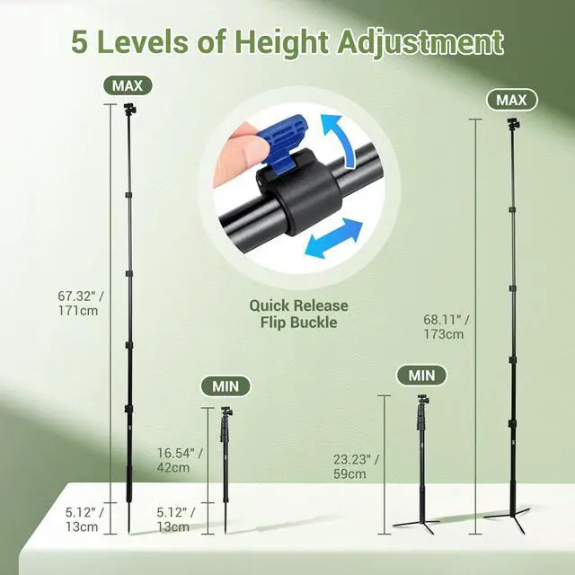 Alt view image 4 of 5 - Golf Monopod Selfie Stick with Ground Spike Stakes, 61" Magnetic Aluminum Phone Tripod Stand for Golf Training Aid, Compatible with iPhone Air 17 16 15 14 13 12 Pro Max Plus Gopro Action Cameras
