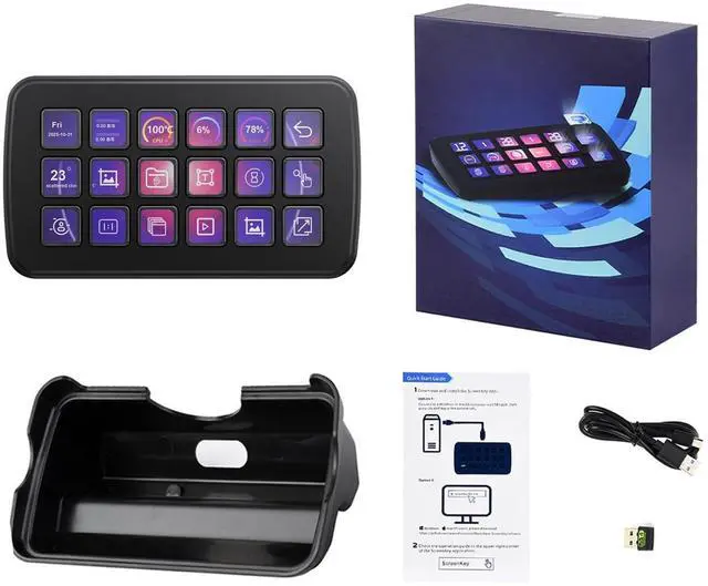 Main image of KLAYERS SK18 B Multi-Functional AI Voice Control Panel with 18 Programmable LCD Macro Keys,Linux+QMK Dual-System Architecture, and AIDA64 Compatibility