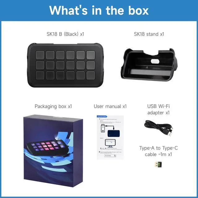 Alt view image 2 of 5 - KLAYERS SK18 B Multi-Functional AI Voice Control Panel with 18 Programmable LCD Macro Keys,Linux+QMK Dual-System Architecture, and AIDA64 Compatibility