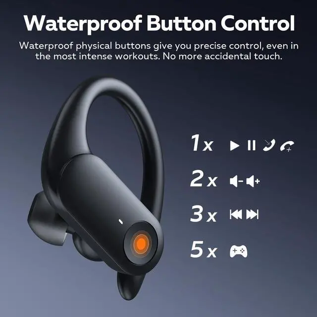 Alt view image 4 of 5 - NUTSHELL NS18 Wireless Earbuds for Sports, 14mm Drivers with Big Bass, 12H Non-Stop Playback, Sweat-Resistant, Personalized Equalizer with 4 Preset Sound Modes, Bluetooth 5.3, APP - DarkBlue