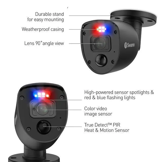 Alt view image 2 of 5 - Swann 1080p Black Flashing Lights Bullet Camera (Add-on)