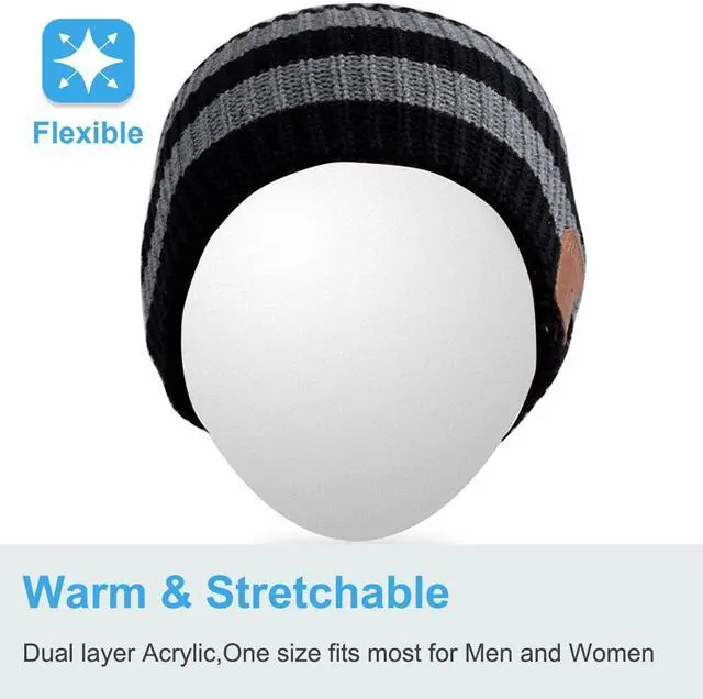 Alt view image 2 of 5 - Rotibox Winter Unisex Bluetooth Beanie Hat Music Cap with Wireless Headphones Headsets Earphones Speakers Mic Hands Free for Running Skiing Snowboard Skating Hiking - Black