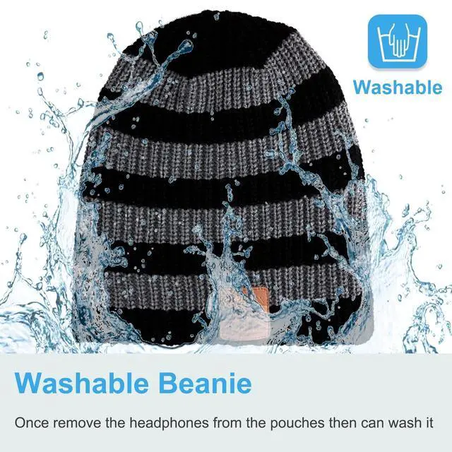 Alt view image 5 of 5 - Rotibox Winter Unisex Bluetooth Beanie Hat Music Cap with Wireless Headphones Headsets Earphones Speakers Mic Hands Free for Running Skiing Snowboard Skating Hiking - Black