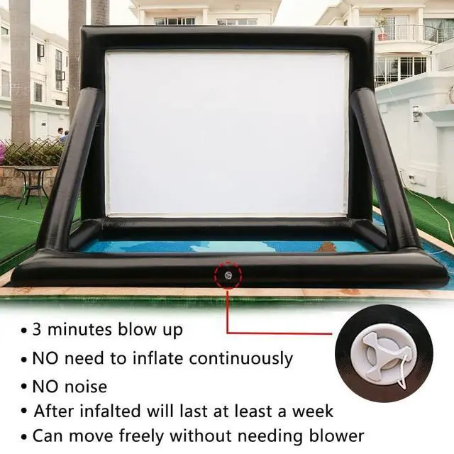 Alt view image 2 of 5 - Yimukaka 17ft Airtight PVC Outdoor Projector Movie Screen with Stand Floating Inflatable Screen Supports Front and Rear ProjectionNo Need to Keep Inflating