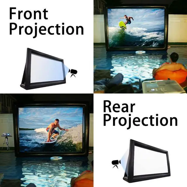 Alt view image 3 of 5 - Yimukaka 17ft Airtight PVC Outdoor Projector Movie Screen with Stand Floating Inflatable Screen Supports Front and Rear ProjectionNo Need to Keep Inflating