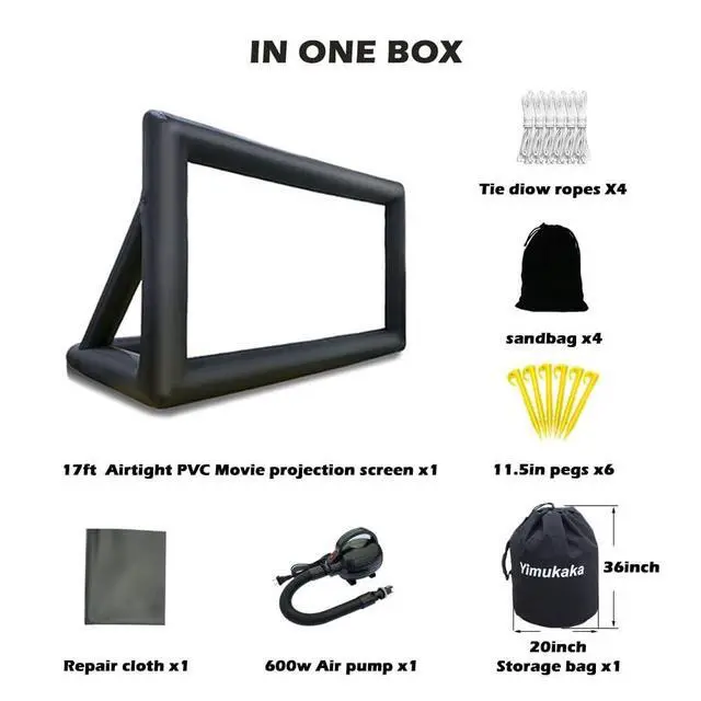 Alt view image 4 of 5 - Yimukaka 17ft Airtight PVC Outdoor Projector Movie Screen with Stand Floating Inflatable Screen Supports Front and Rear ProjectionNo Need to Keep Inflating