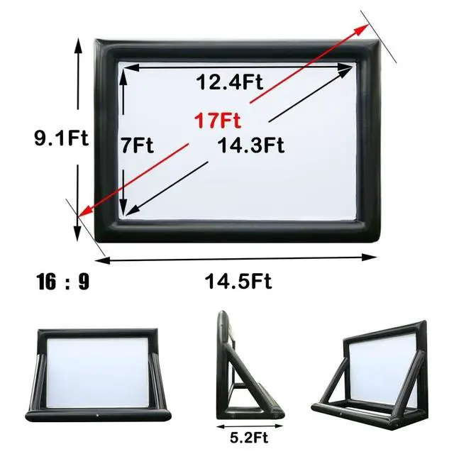 Alt view image 5 of 5 - Yimukaka 17ft Airtight PVC Outdoor Projector Movie Screen with Stand Floating Inflatable Screen Supports Front and Rear ProjectionNo Need to Keep Inflating
